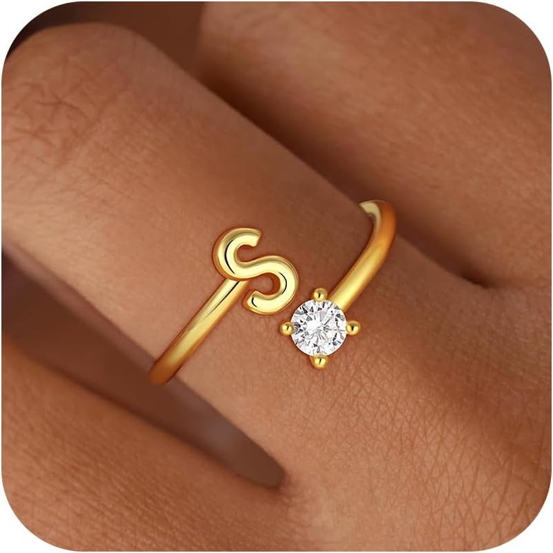 BLThing Store Initial Rings for Girls Kids Women - Dainty 14K Gold Plated Dainty A - Z Initial Letter Rings No Tarnish Teen Girls Gifts Trendy Stuff Birthday Gifts for 5 6 7 8 9 10 Year Old Girl - Image 1